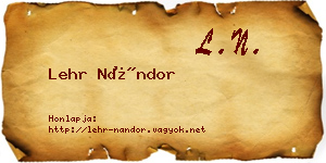 Lehr Nándor névjegykártya